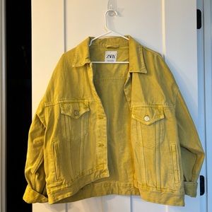 Zara Yellow Denim Jacket Size XL Oversized